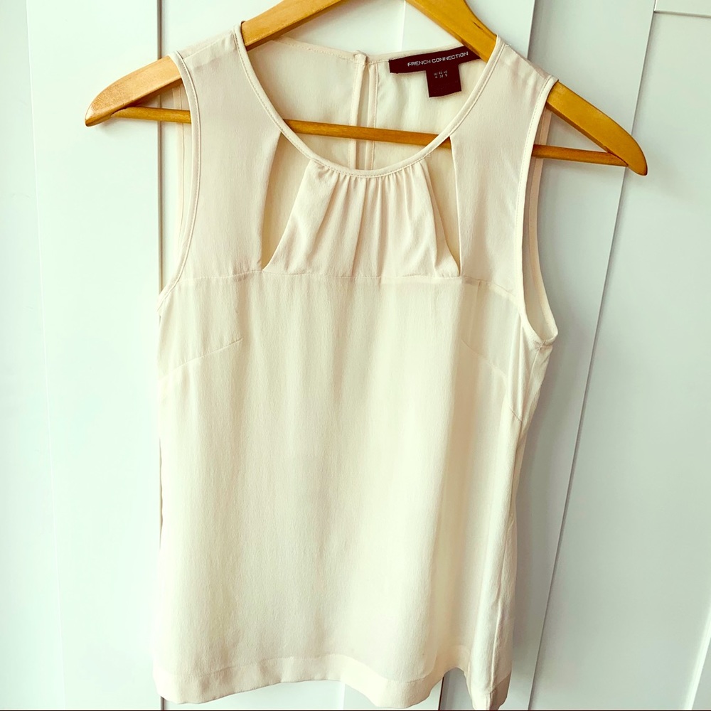 French Connection white silk sleeveless blouse